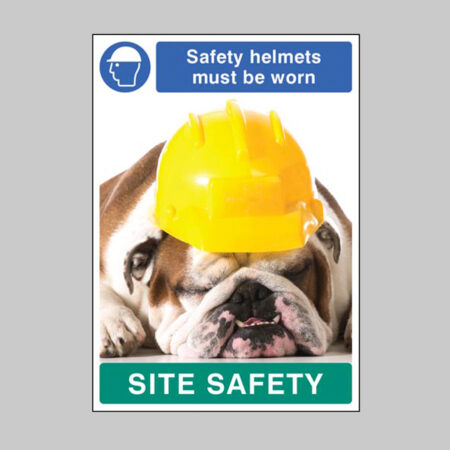 Safety helmets must be worn - dog poster 420x594mm synthetic paper