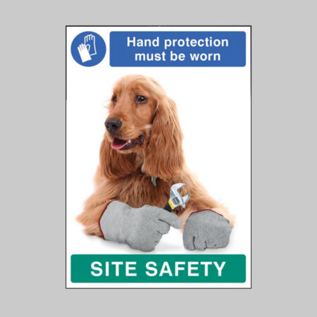 Hand protection must be worn - dog poster 420x594mm synthetic paper