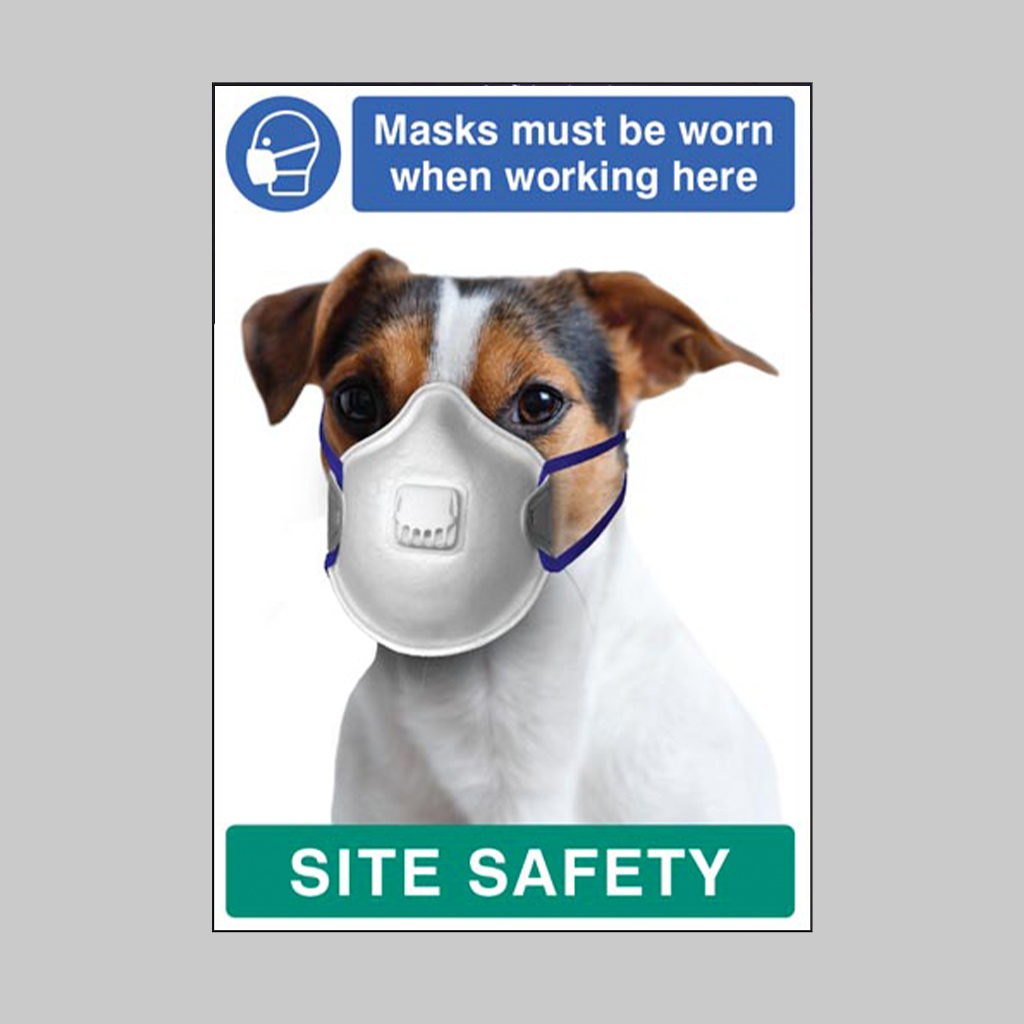 Masks Must Be Worn When Working Here - Dog Poster 420X594Mm Synthetic Paper 1 Masks must be worn when working here - dog poster 420x594mm synthetic paper