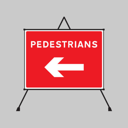Pedestrians arrow left/right reflective fold up sign 600x450mm