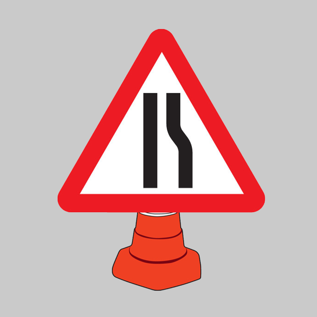 Road Narrowing Right Reflective Cone Sign 750Mm Triangle (Cone Not Included) 1 Road narrowing right reflective cone sign 750mm triangle (cone not included)