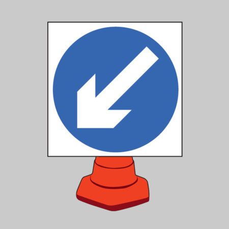Keep left reflective cone sign 750x750mm (cone not included)