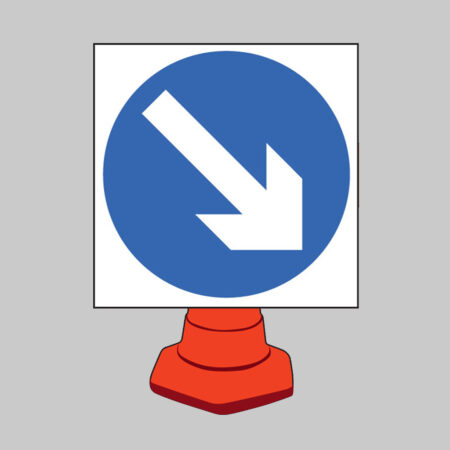Keep right reflective cone sign 750x750mm (cone not included)