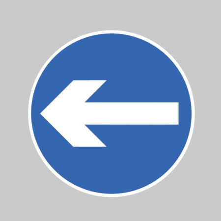 Direction arrow left/right Class R2 Permanent 600mm (3mm aluminium composite) c/w channelling