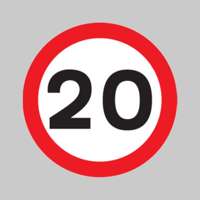 20 mph Class R2 Permanent 600mm Dia (3mm aluminium composite) c/w channelling