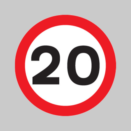 20 mph Class R2 Permanent 600mm Dia (3mm aluminium composite) c/w channelling