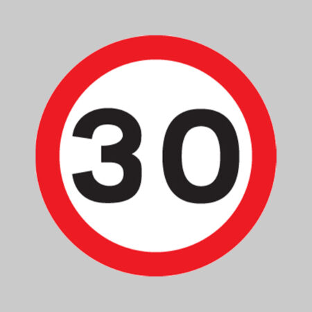 30 mph Class R2 Permanent 600mm Dia (3mm aluminium composite) c/w channelling