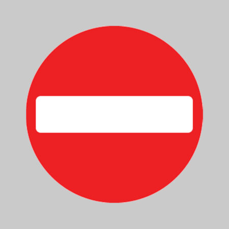 No entry Class R2 Permanent 600mm Dia (3mm aluminium composite) c/w channelling