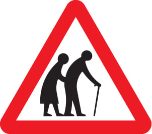 Elderly/disabled pedestrians class R2 600mm triangle c/w channelling