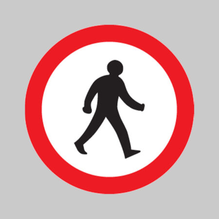 Pedestrians prohibited class RA1 600mm diameter circle c/w channelling