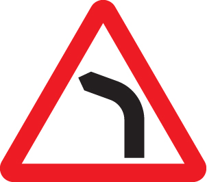 Bend ahead - left class RA1 600mm triangle c/w channelling