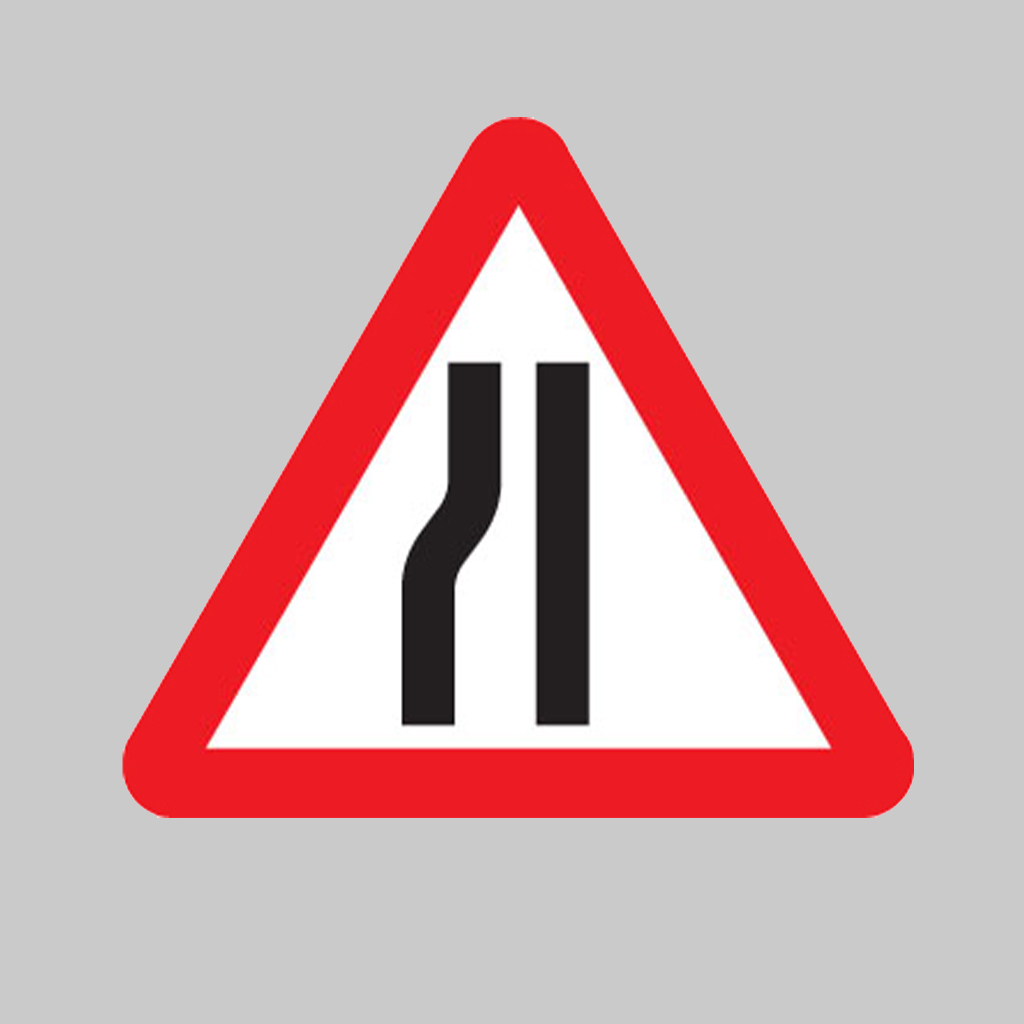 Road Narrows Left Side Class Ra1 600Mm Triangle C/W Channelling 1 Road narrows left side class ra1 600mm triangle c/w channelling