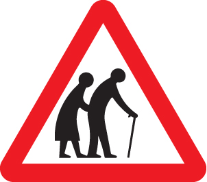 Elderly/disabled pedestrians class RA1 600mm triangle c/w channelling