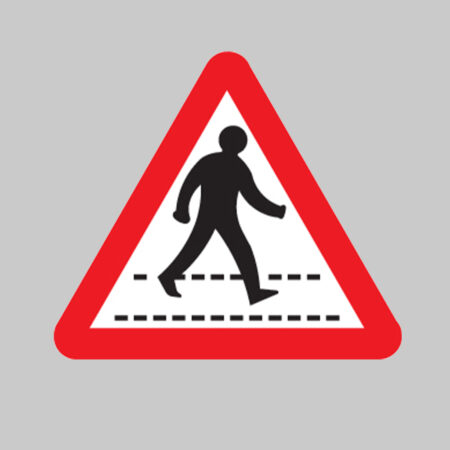 Pedestrians crossing ahead class RA1 600mm triangle c/w channelling