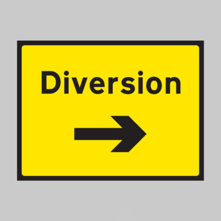 Diversion arrow right 1050x750mm Class RA1 zintec