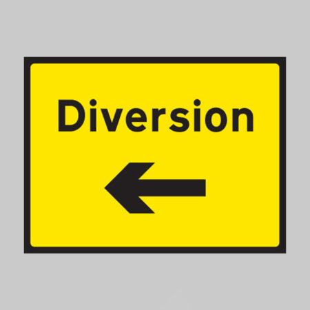 Diversion arrow left 1050x750mm Class RA1 zintec