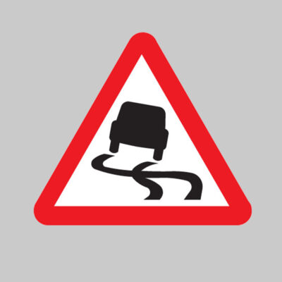 Slippery road 750mm triangle Class RA1 zintec