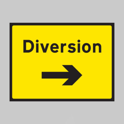 Diversion arrow right 600x450mm Class RA1 zintec