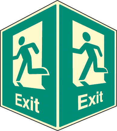 EasiFIX projecting photoluminescent sign 150x200mm face size - Exit