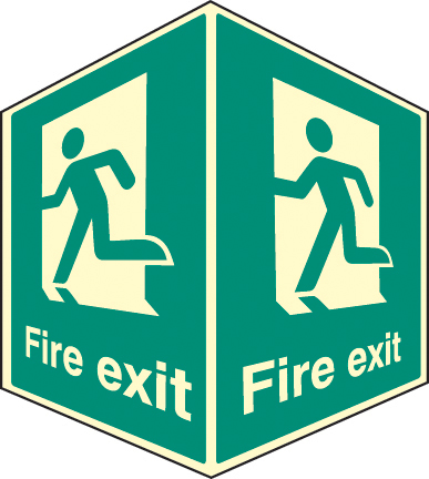 EasiFIX projecting photoluminescent sign 150x200mm face size - Fire Exit