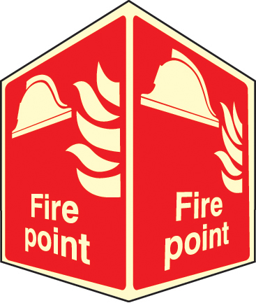 EasiFIX projecting photoluminescent sign 150x200mm face size - Fire point