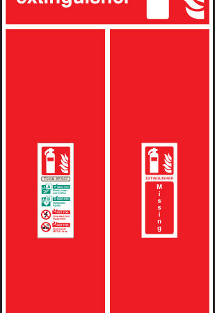 Single extinguisher location board 450x900mm - foam spray