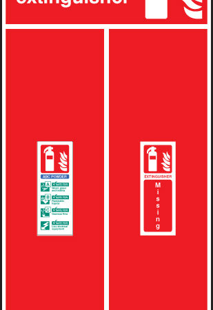 Single extinguisher location board 450x900mm - abc powder