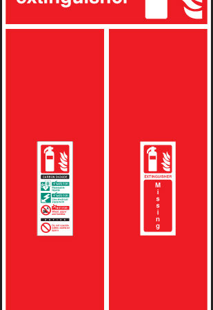 Single extinguisher location board 450x900mm - co2