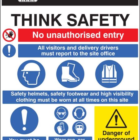 Site safety board 900x1200mm 5mm pvc c/w logo