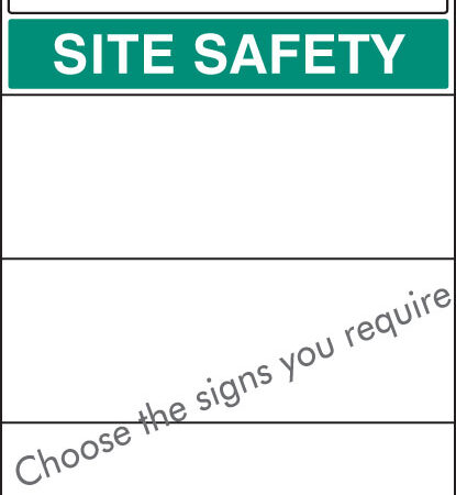 Site safety board 600x1200mm 5mm pvc c/w logo and select signs