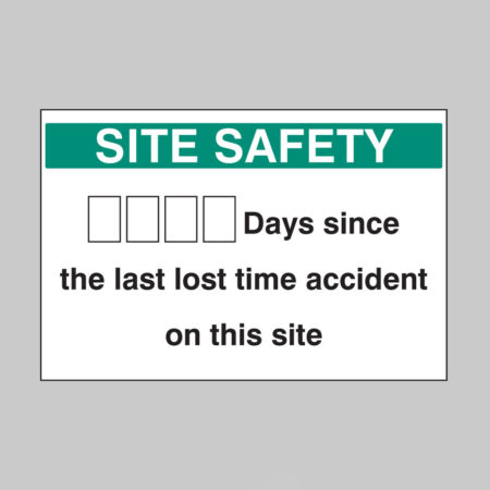 Lost time accident board 900x600mm 5mm pvc c/w 2 sets of numbers