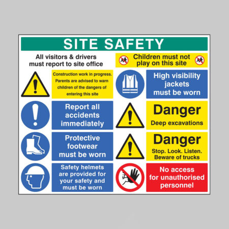 Site safety board 1200x1000mm 5mm pvc