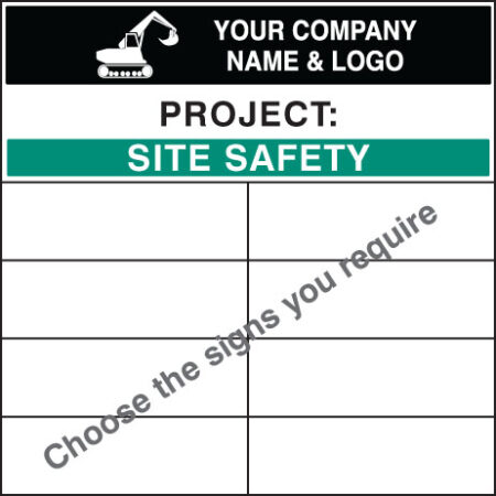 Personalised bespoke site safety board c/w logo 1200x1200mm 5mm pvc