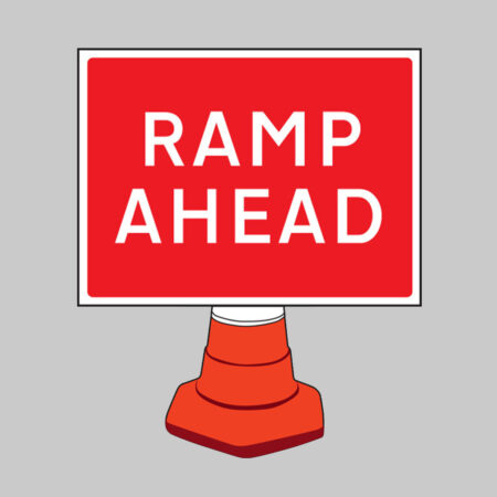 Ramp ahead reflective cone sign 600x450mm (cone not included)
