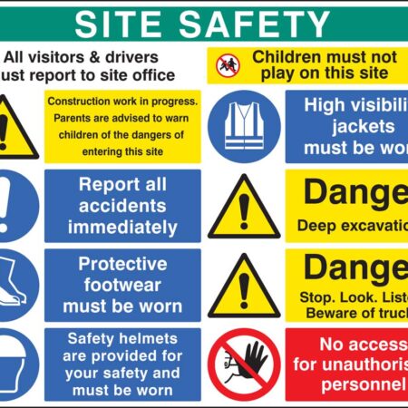 Site safety board 1200x1000mm 3mm plastic