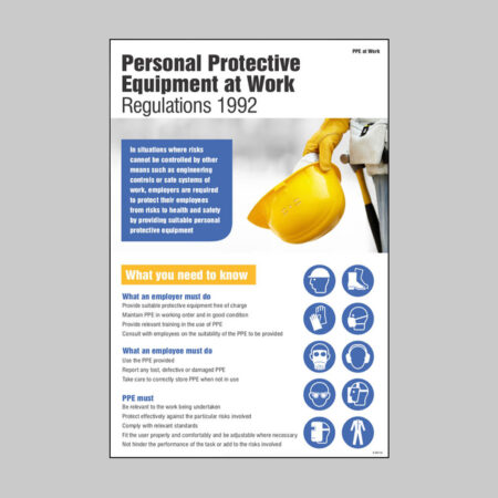 Personal protective equipment regulations 1992 poster 400x600mm rigid plastic