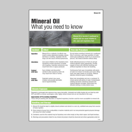 Mineral oil poster 400x600mm rigid plastic
