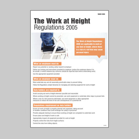 Working at heights regulation poster 400x600mm rigid plastic