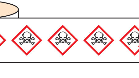 Toxic GHS self adhesive labels 50x50mm - 250 per roll