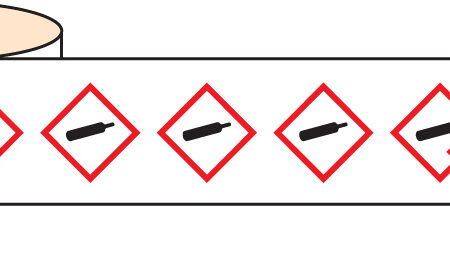 Compressed Gas GHS self adhesive labels 50x50mm - 250 per roll