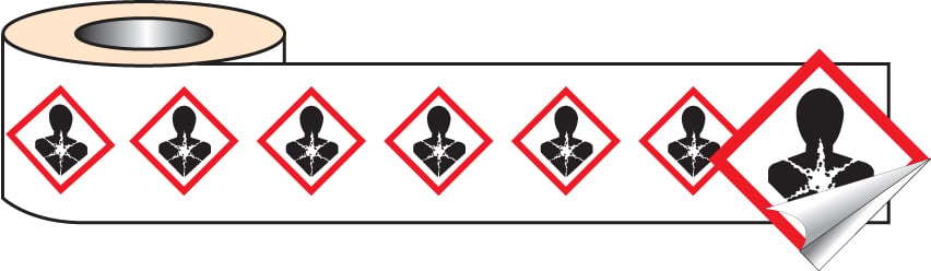 Health Hazard Ghs Self Adhesive Labels 50X50Mm - 250 Per Roll 1 Health hazard ghs self adhesive labels 50x50mm - 250 per roll