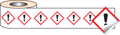 Irritant GHS self adhesive labels 50x50mm - 250 per roll