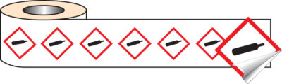 Compressed Gas GHS self adhesive labels 100x100mm - 250 per roll