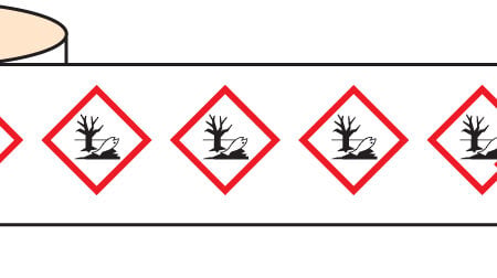 Environmentally Hazardous GHS self adhesive labels 100x100mm - 250 per roll