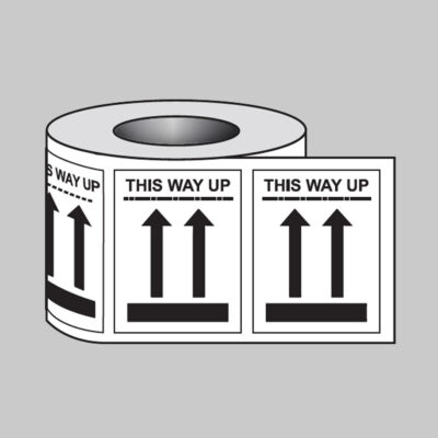 This way up self adhesive labels 75x100mm - 250 per roll