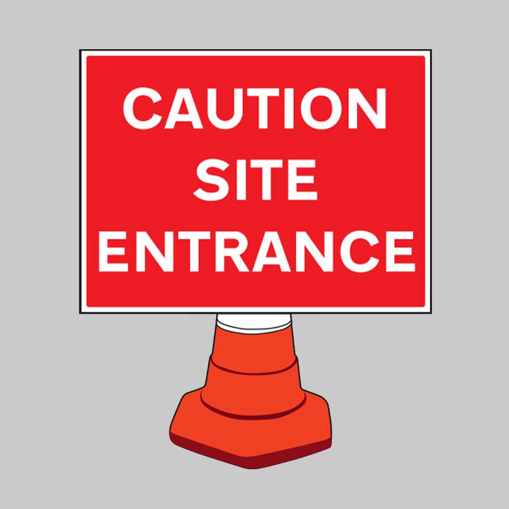 Caution Site Entrance Reflective Cone Sign 600X450Mm (Cone Not Included) 1 Caution site entrance reflective cone sign 600x450mm (cone not included)