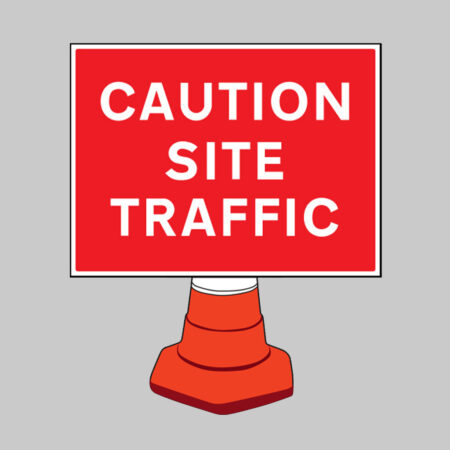 Caution site traffic reflective cone sign 600x450mm (cone not included)