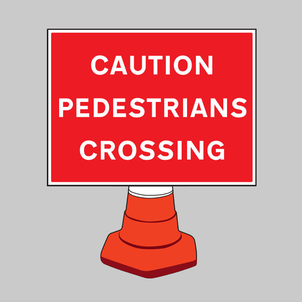 Caution Pedestrians Crossing Reflective Cone Sign 600X450Mm (Cone Not Included) 1 Caution pedestrians crossing reflective cone sign 600x450mm (cone not included)
