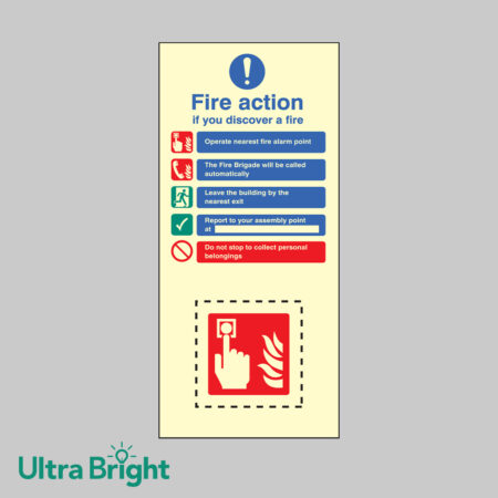 Call point EasiKIT fire action set photoluminescent self adhesive vinyl 150x300mm