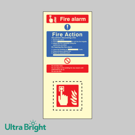 Call point EasiKIT fire action set photoluminescent self adhesive vinyl 150x300mm